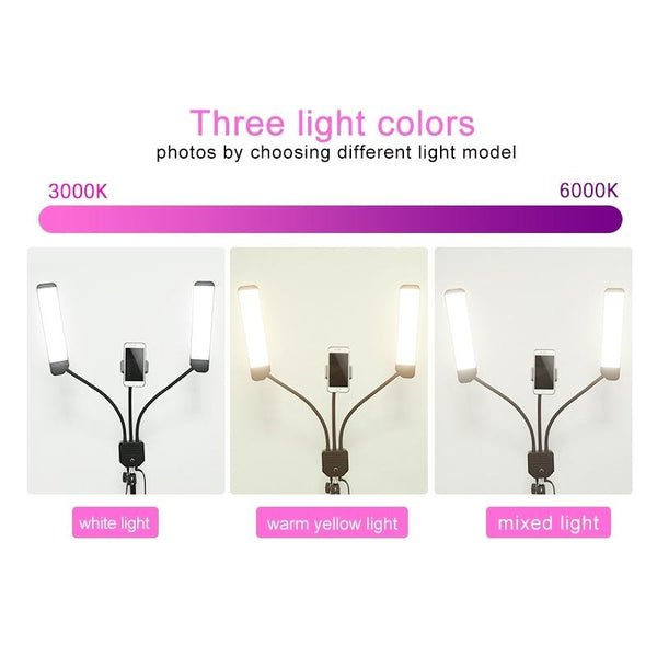 Double Arm Fill Light With Phone Clip Brightness Black Audio Video Other Lighting & Studio