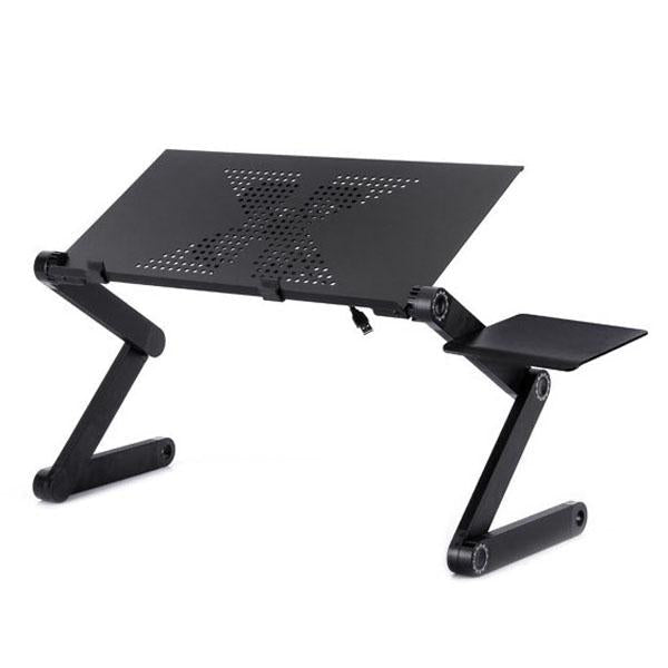 Foldable Laptop Stand With Fans & Mouse Pad Aluminum Alloy Black Stands Holders & Car Mounts