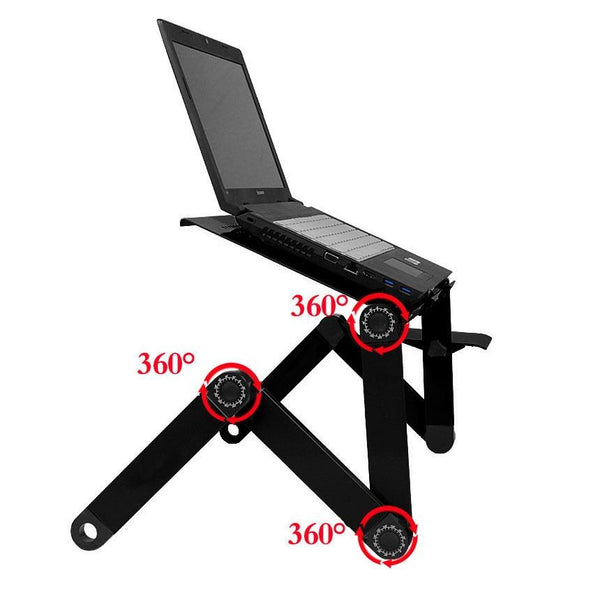 Foldable Laptop Stand With Fans & Mouse Pad Aluminum Alloy Black Stands Holders & Car Mounts
