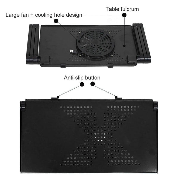 Foldable Laptop Stand With Fans & Mouse Pad Aluminum Alloy Black Stands Holders & Car Mounts