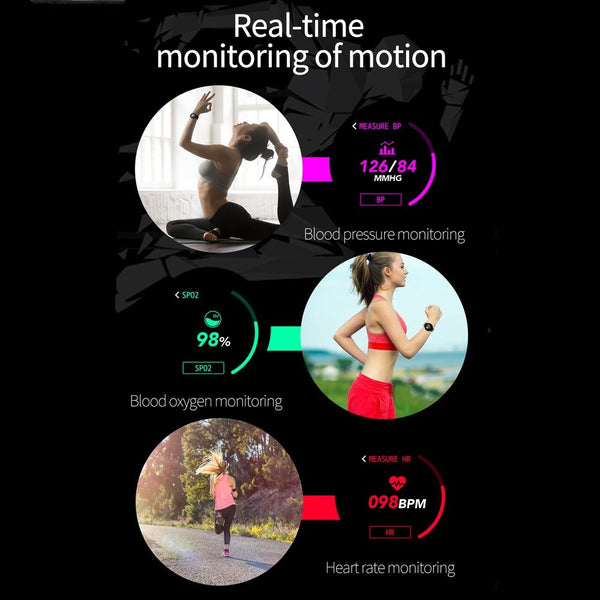 Waterproof Smart Bracelet With Colour Screen Call Heart Bp Sleep Oxygen Monitoring Black Activity Trackers