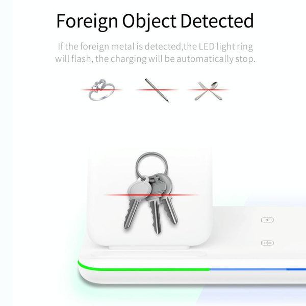 3 In 1 Magnetic Wireless Charger With Touch Ring Light Black Chargers & Cradles