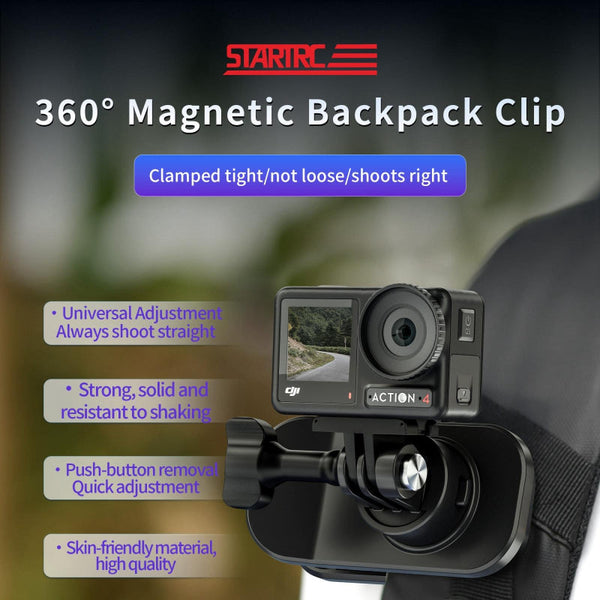 360 Degree Rotating Mag Netic Backpack Clip Mount Other Camera & Photo Accs
