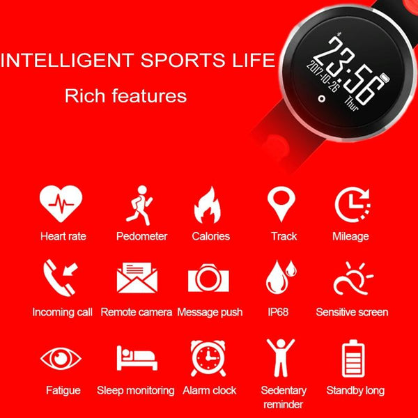 0.95" Hd Oled Bluetooth Smart Bracelet Waterproof Heart Rate Sleep Pedometer_Black Activity Trackers