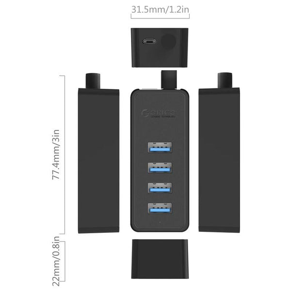 4 Port Usb 3.0 Desktop Hub With Micro Cable Usb Cables Hubs & Adapters