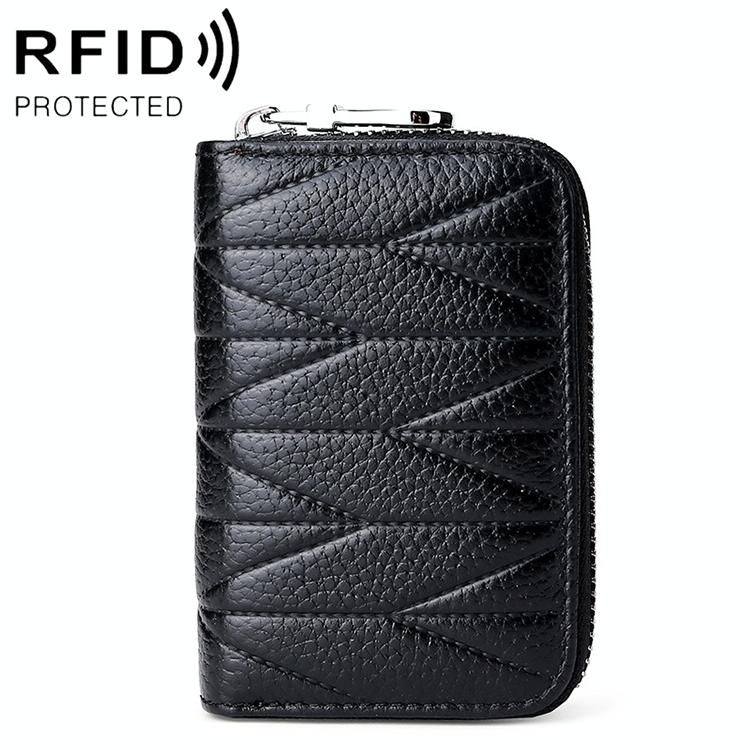 Women Anti Magnetic Leather Rfid Wallet Black Wallets