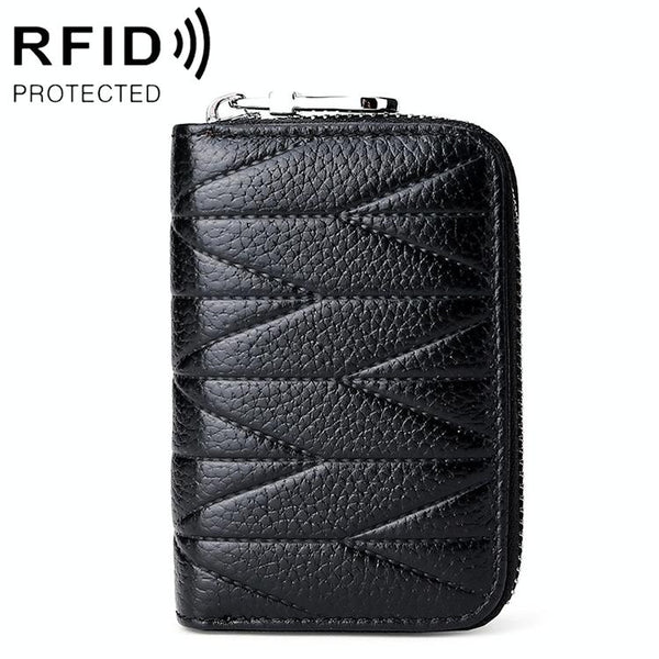 Women Anti Magnetic Leather Rfid Wallet Black Wallets