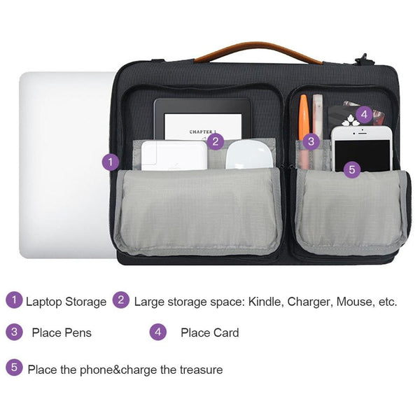 Waterproof Nylon Laptop Handbag With Trolley Strap Fits 13 14 Inch Laptops Black Laptop Cases & Bags