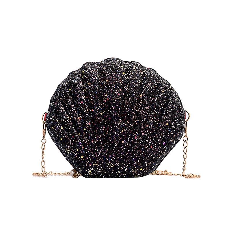 Sequined Shell Crossbody Bag Single Shoulder Fashion Accessory Black Women's Bags & Handbags