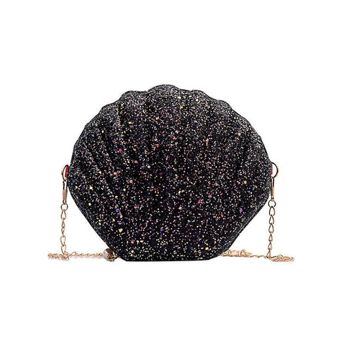 Sequined Shell Crossbody Bag Single Shoulder Fashion Accessory Black Women's Bags & Handbags