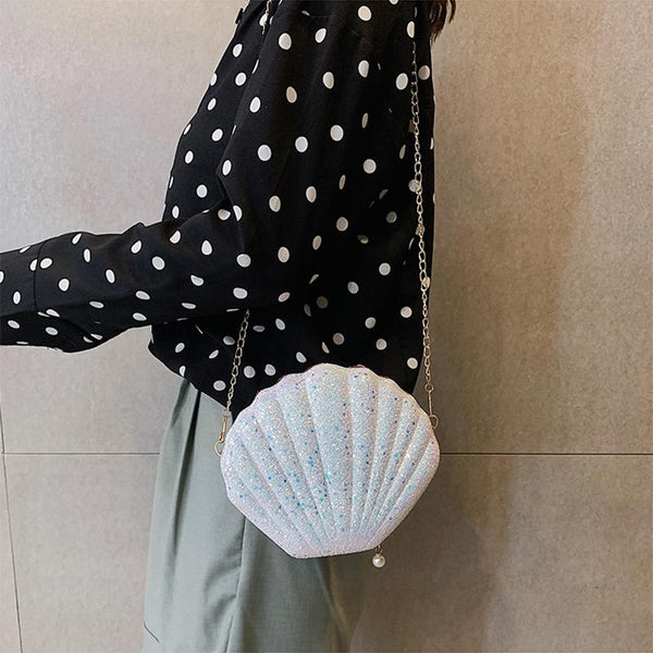 Sequined Shell Crossbody Bag Single Shoulder Fashion Accessory Black Women's Bags & Handbags