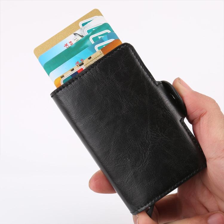 Leather Rfid Blocking Card Wallet Multi Functional Black Wallets