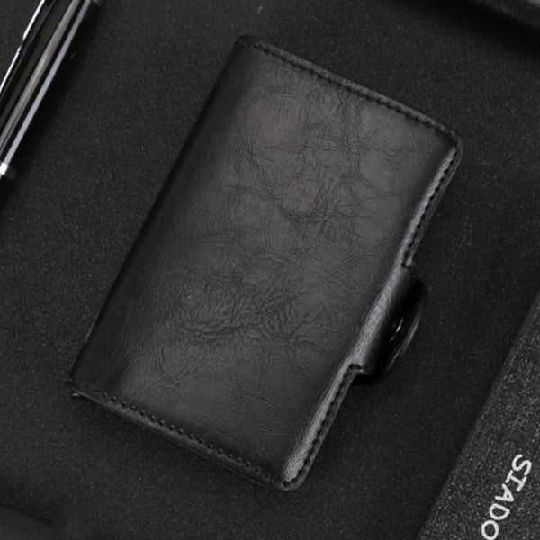 Leather Rfid Blocking Card Wallet Multi Functional Black Wallets