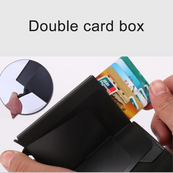 Leather Rfid Blocking Card Wallet Multi Functional Black Wallets