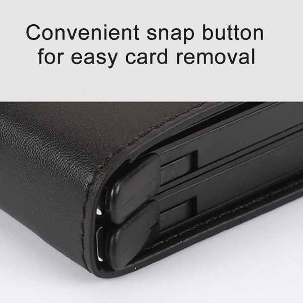 Leather Rfid Blocking Card Wallet Multi Functional Black Wallets
