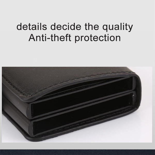 Leather Rfid Blocking Card Wallet Multi Functional Black Wallets