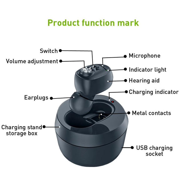 Dc3.7V In Ear Bluetooth Hearing Aid Sound Amplifier Black Other Health Care