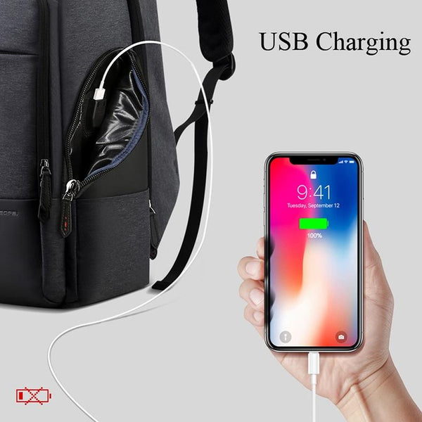 Large Capacity Waterproof Business Shoulder Bag With Usb Port 37X21x47.5Cm In Black Bags