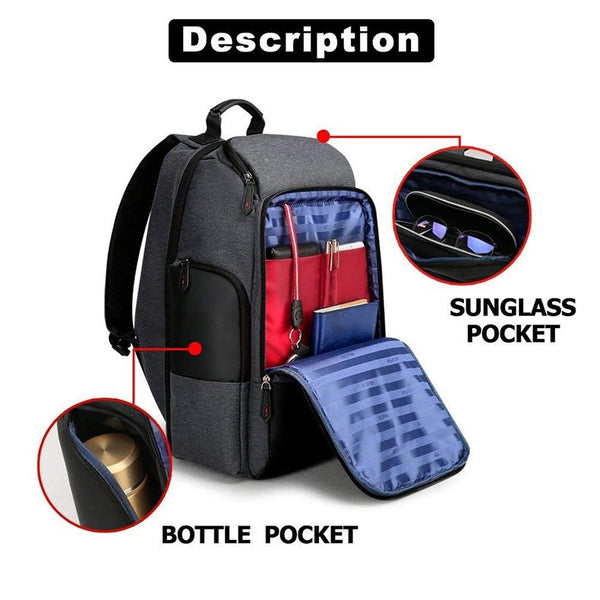 Large Capacity Waterproof Business Shoulder Bag With Usb Port 37X21x47.5Cm In Black Bags