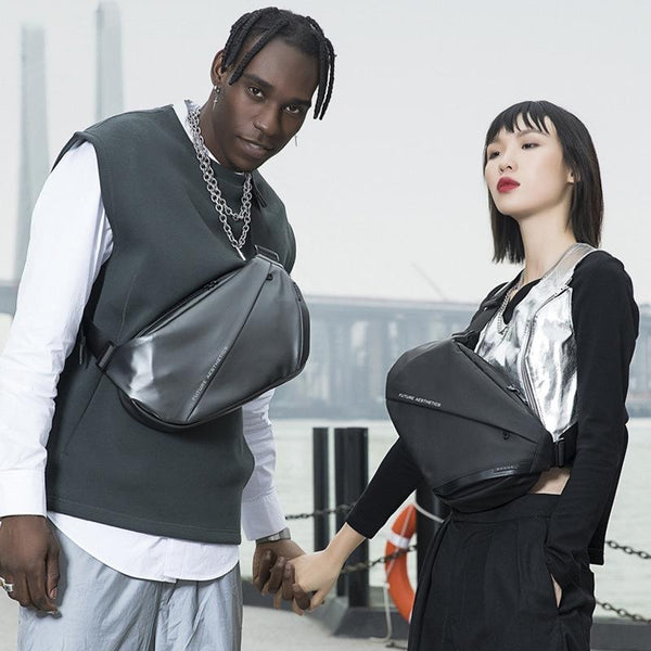 Waterproof Men Crossbody Chest Bag Epithelium Coating 35X19x8.5Cm Black Bags