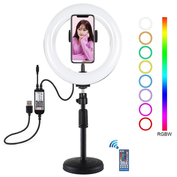 7.9 Inch Rgbw Led Ring Light With Dual Colour Temperature And Phone Clamp For Audio Video Other Lighting & Studio