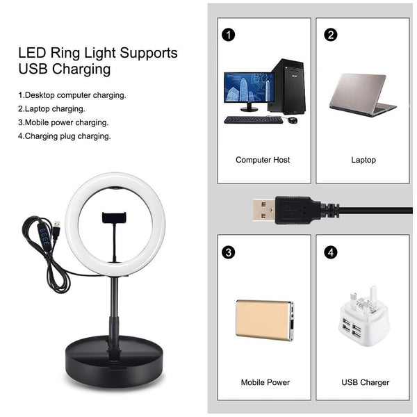 10.2 Dual Colour Led Ring Light With Usb Bluetooth Remote And Phone Holder_Black Other Lighting & Studio