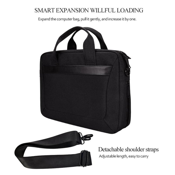 Expandable Laptop Bag Waterproof Oxford Cloth Detachable Shoulder Strap Black Laptop Cases & Bags