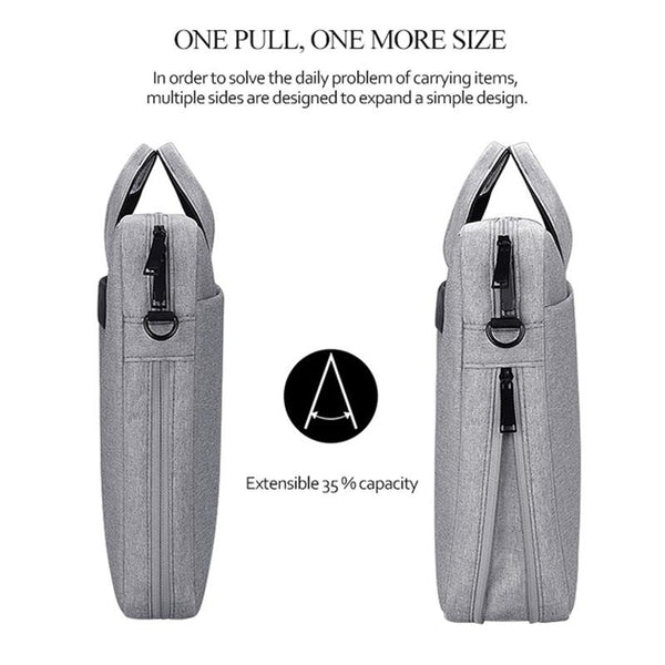 Expandable Laptop Bag Waterproof Oxford Cloth Detachable Shoulder Strap Black Laptop Cases & Bags