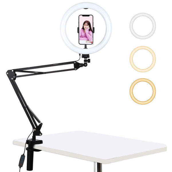 10.2 Inch Ring Light With Usb Three Modes Dual Colour Phone Clamp For Video Use Selfie Lights