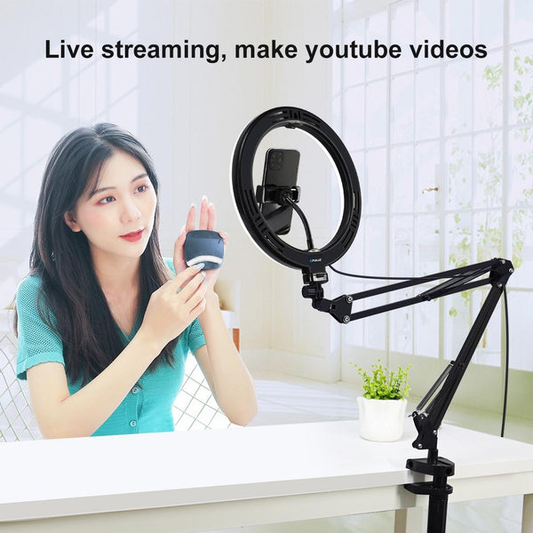 10.2 Inch Ring Light With Usb Three Modes Dual Colour Phone Clamp For Video Use Selfie Lights