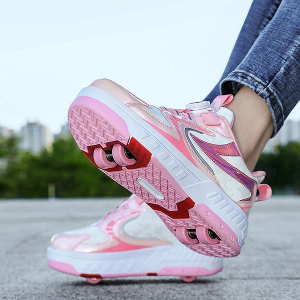 29 Size Children's Two Wheeled Roller Skating Shoes Xf18 Pink Roller Skates