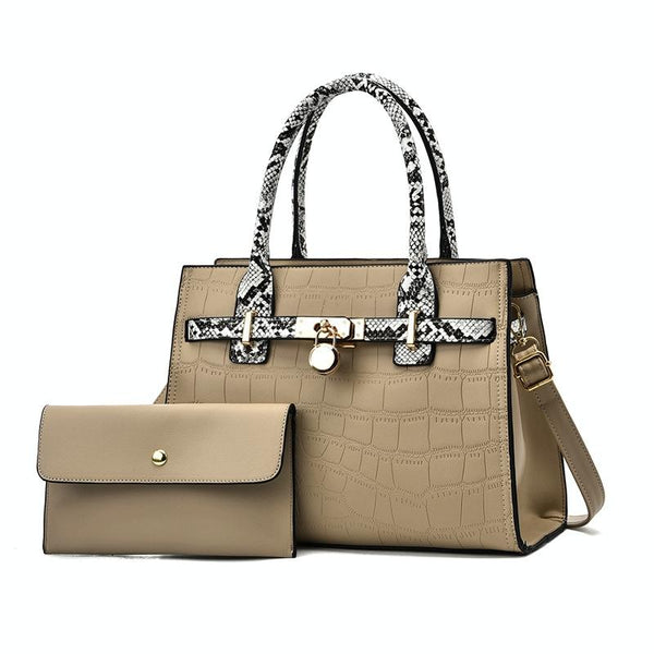 Large Capacity 2 In 1 Stone Pattern Bags Versatile And Spacious Khaki Women's Bags & Handbags