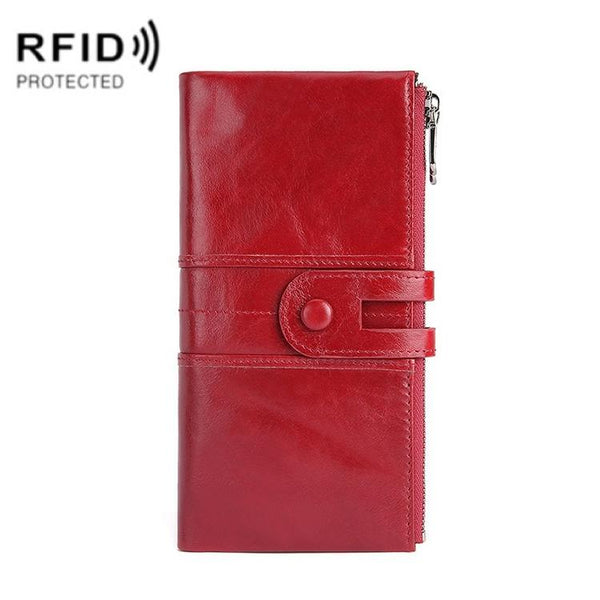 Women Leather Rfid Wallet Sleek & Secure Red Wallets