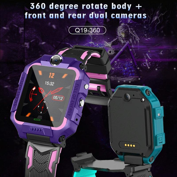 1.44 Inch 360 Degree Rotating Positioning Camera Smart Waterproof Children Calling Watch Purple Smart Watches