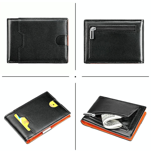 Leather Rfid Wallet Ultra Thin Black Wallets
