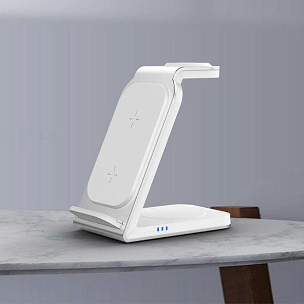 3 In 1 Vertical Metal Wireless Charger Silver Chargers & Cradles