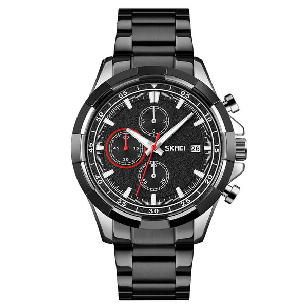 Men Stainless Steel Quartz Watch With Luminous Calendar And Timing Gold Watches