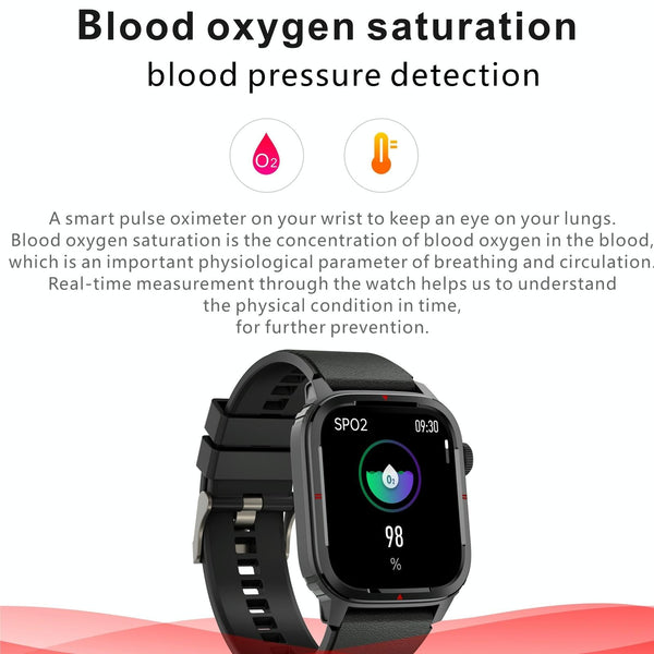 1.7 Inch Tft Hd Screen Smart Watch Support Bluetooth Calling / Blood Pressure Monitoring Black Smart Watches