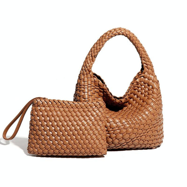 Apricot Hand Woven 2 In 1 Shoulder Bag Brown Bags