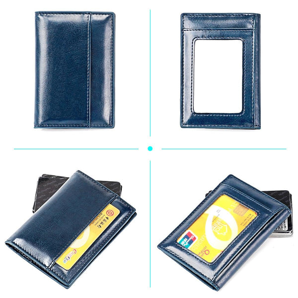 Ultra Thin Pu Leather Card Holder Mini Blue Wallets