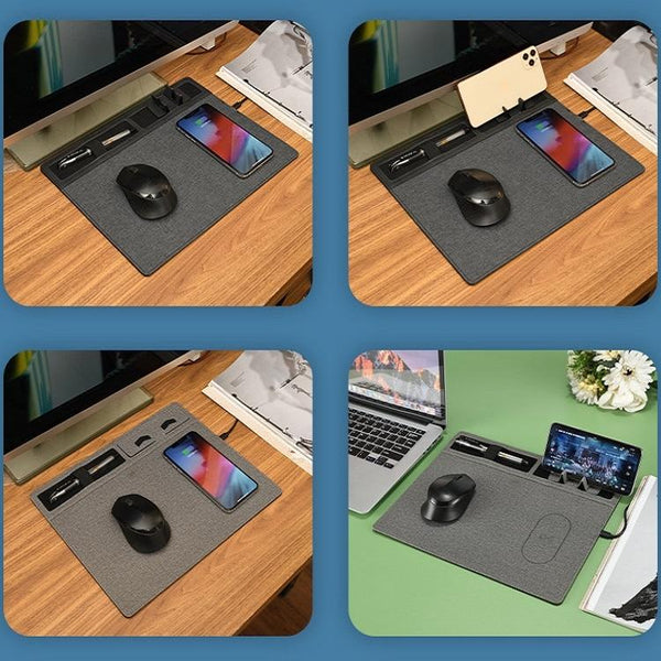 Jj 82401 Mouse Pad With Phone Charging & Holder Black Mouse Pads & Wrist Rests