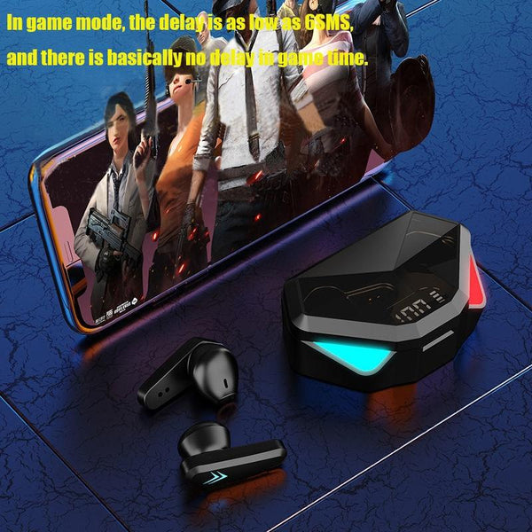 True Wireless Gaming With Touch Control And Led Charging Case Black Earbuds