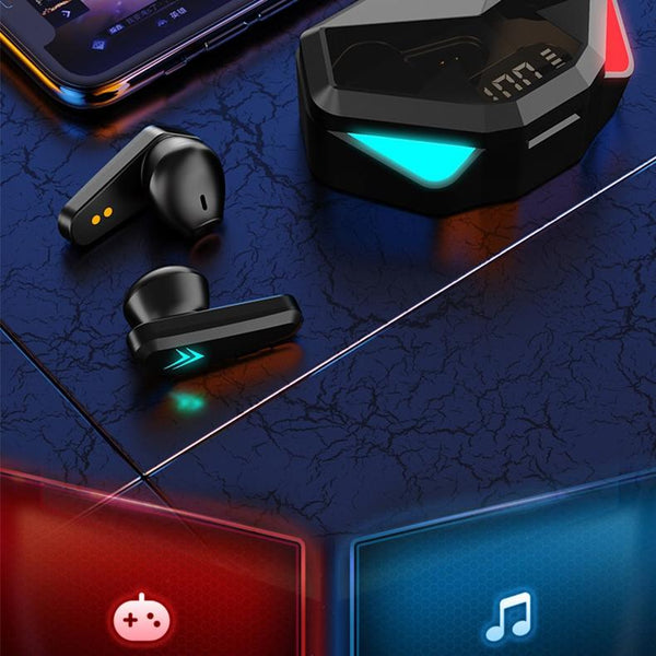 True Wireless Gaming With Touch Control And Led Charging Case Black Earbuds