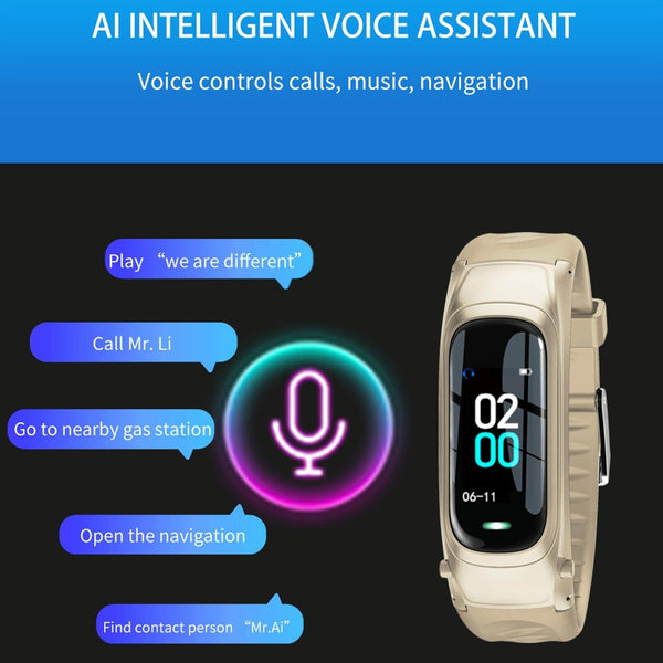 Smart Bracelet With Ai Voice Sleep Heart Rate Monitoring Call Rejection Gold Smart Watches