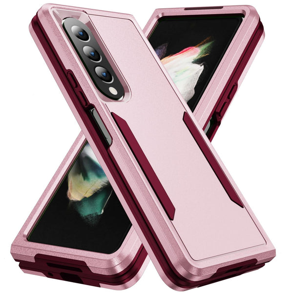 Shockproof Pc Tpu Case For Samsung Galaxy Z Fold4 5G Pink Rose Red Cases Covers & Skins