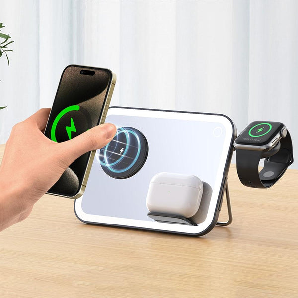 15W 3 In Magnetic Led Makeup Mirror Charger Pink Chargers & Cradles