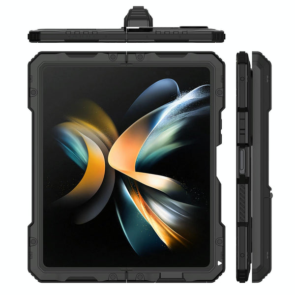 For Samsung Galaxy Z Fold4 5G Waterproof Metal Phone Case With Folding Holder Red Cases Covers & Skins