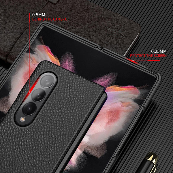 For Samsung Galaxy Z Fold4 5G Foldable Cross Pattern Phone Case Foldable Design Black Cases Covers & Skins