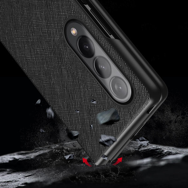 For Samsung Galaxy Z Fold4 5G Foldable Cross Pattern Phone Case Foldable Design Black Cases Covers & Skins