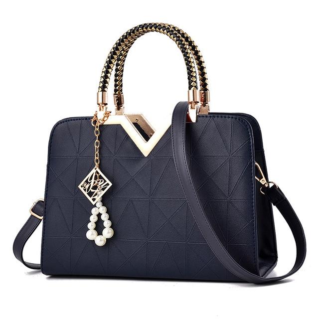 Women Zipper Shoulder Bag With Phone Pocket And Crossbody Strap Dark Blue Women's Bags & Handbags